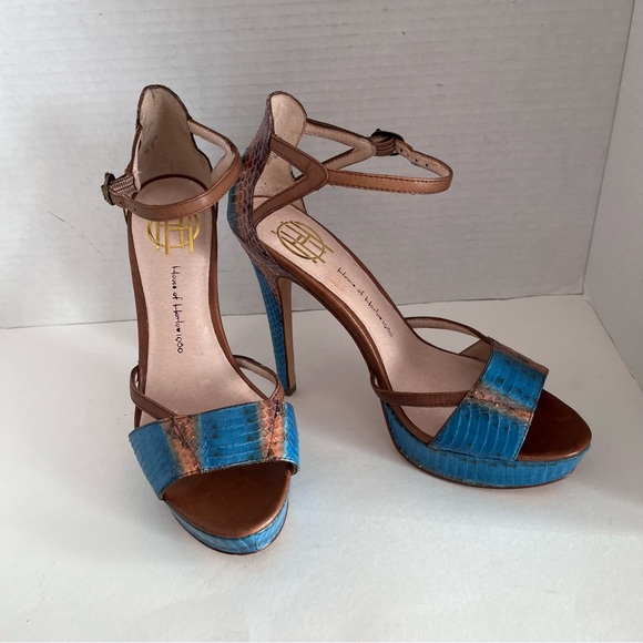 HOUSE OF HARLOW NANCIE BLUE STILETTO SANDALS - Picture 2 of 12
